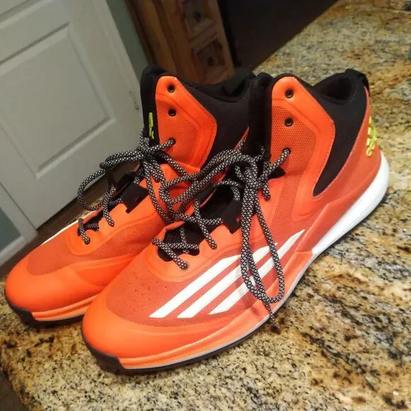 Rare 2014 Adidas Mens Basketball Shoes Sneakers Orange Black Lace Up S84205 14.5